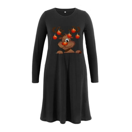 

Maternity Tops Clearance Women Maternity Wear Christmas Deer Head Printed Long Warm Sweatshirt Long Sleeve Crewneck Pocket Dress