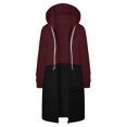 thumbnail image 3 of TIANZEN Women Autumn And Winter Casual Fashion Solid Color Drawstring Hooded Long Zipper Pocket Coat Long Jacket Coat Womens Casual Winter Jacket Women's Jacket Womens Fitted Vest, 3 of 4