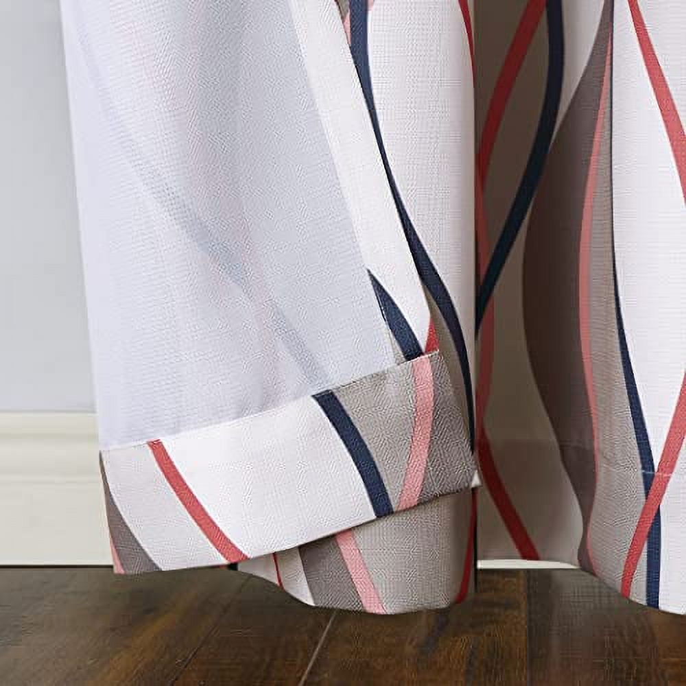 No. 918 Fantasia Ogee Print Semi-Sheer Grommet Curtain Panel, 48"x84", Nickel