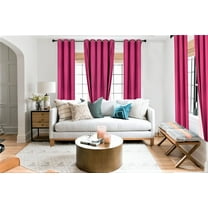 1 Panel Faux Silk Hot Pink Color Lined Blackout 100% Room Darkening Window Curtain For Bedroom Home Décor Drapes with Grommets 63" Length Adam
