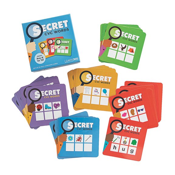 Secret CVC Word Cards, Educational, Party Supplies, 50 Pieces