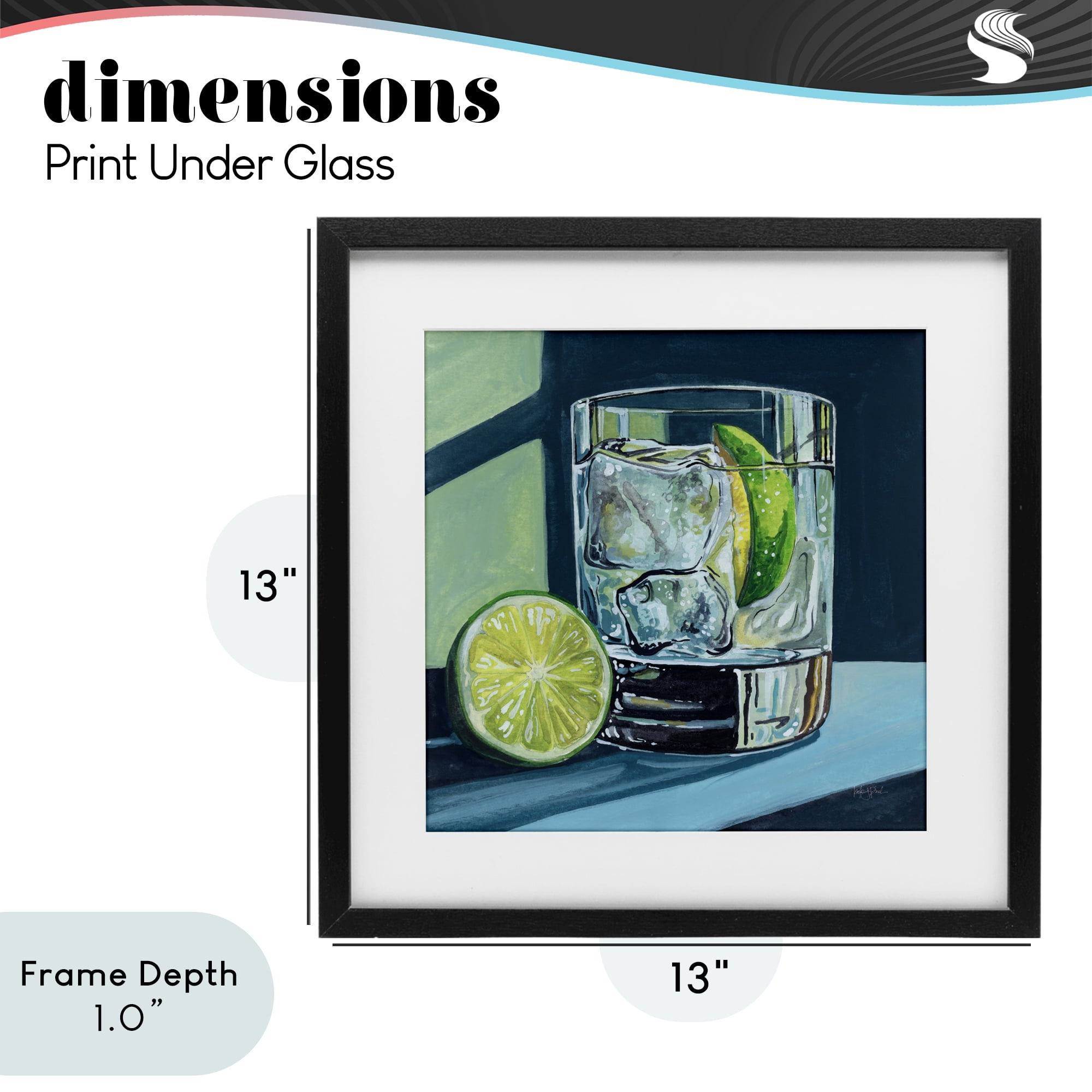 Stupell Industries Lime & Gin Tonic Cocktail Black Framed Print Under Glass, design by Kate Jarvik Birch