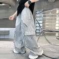 thumbnail image 2 of Atogsazn Boys Baggy Wide Leg Cargo Pants Childrens Casual Loose Fit Sweatpants Quick Dry Lightweight Trouser with Pocket Gray 4-5 Years Fashion, 2 of 9