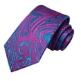 thumbnail image 3 of Hi-Tie Purple Blue Paisley Ties for Men Woven Silk Necktie Pocket Square Cufflink Set Wedding Business, 3 of 6