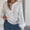 White, variant on ZZwxWA Women's V Neck Ribbed Button Knit Sweater Pullover Fall Fashion Drop Shoulder Long Sleeve Sweater Casual Loose Tops
