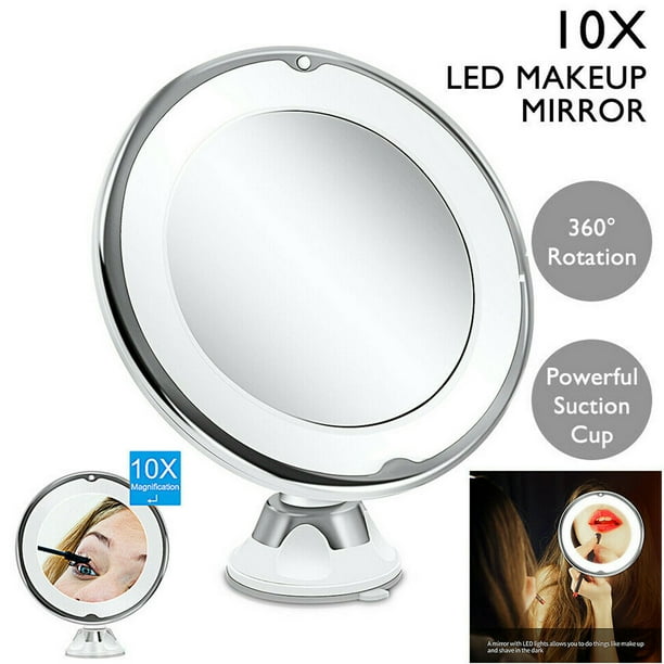 Bowoshen 10x Magnifying Lighted Makeup Mirror With 360 Rotation Natural Daylight Led Light Cosmetic For Home Bathroom Vanity And Travel Com Bowoshen 10x Magnifying Lighted Makeup, Best Travel Magnifying Mirror