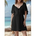 thumbnail image 2 of Robes pour Femmes Printemps Été Décolleté en V Profond Élégante Robe Courte à Nœud Noir G, 2 of 8