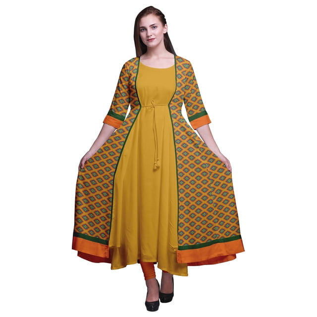 Bimba Kurtis Indiennes pour Femmes Tenue de Fête Anarkali Kurta Imprimée Évasée Kurti Ethnique