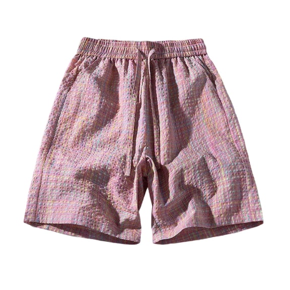 FINALGANG Mens Casual Plaid Shorts With Elastic Waist Drawstring Breathable Loose Fit Shorts For Summer Daily Wear Outdoor Activities Versatile Shorts