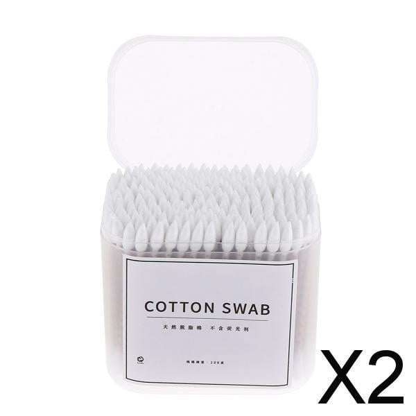 2x200x Hisopos De Algodón Cosméticos Almohadillas De Limpieza Herramientas Aplicadoras De Maquillaje 77 X 6 Mm 2 piezas
