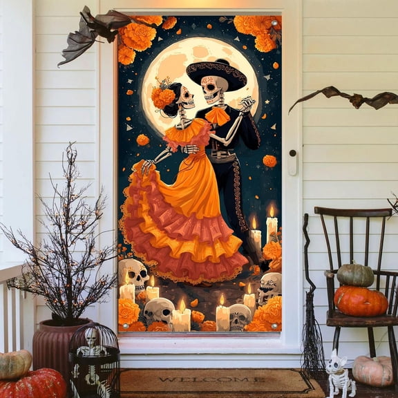 Cheap Halloween Decorations Clearance for Home – Halloween Class Door Cover 35×71 inch, Halloween Themed Designs Door Covers Decorative, Winter Front Door Decor (A)