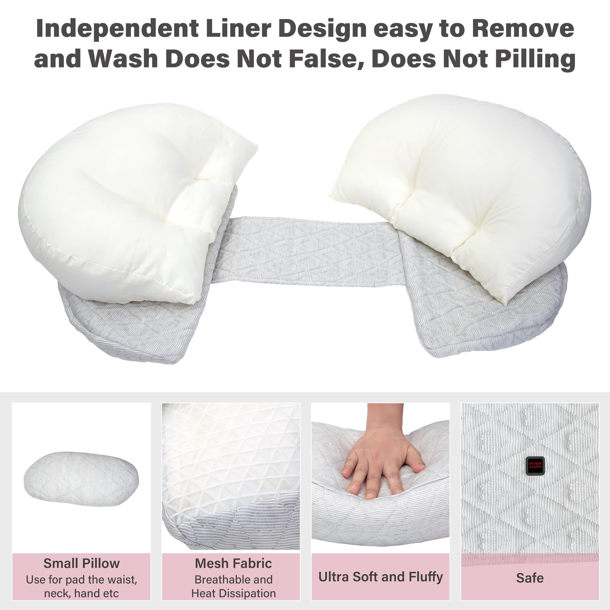 CZL Pregnancy Pillow for Women Sleeping, Ergonomic Maternity Body Pillow Support for Back, Belly, Legs, Hips, Small Portable Pregnancy Pillows with Detachable & Washable Cover (Light Gray)