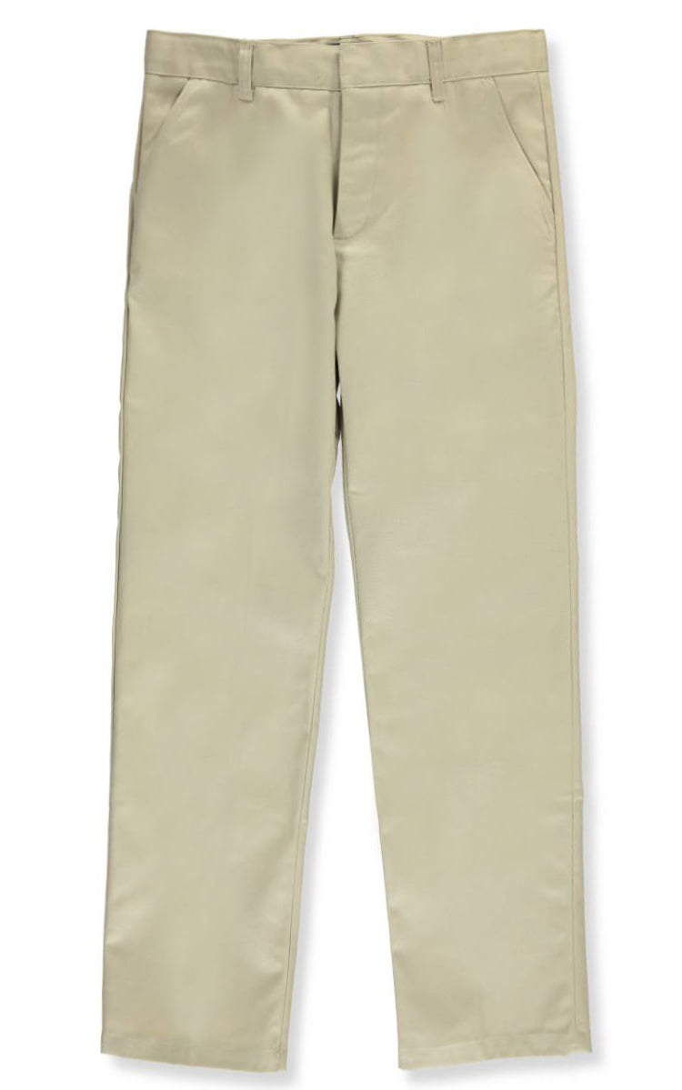French Toast Big Boys' Husky Flat Front Wrinkle No More Double Knee Pants 