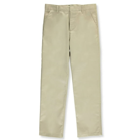 French Toast Big Boys' Husky Flat Front Wrinkle No More Double Knee Pants (Husky Sizes)