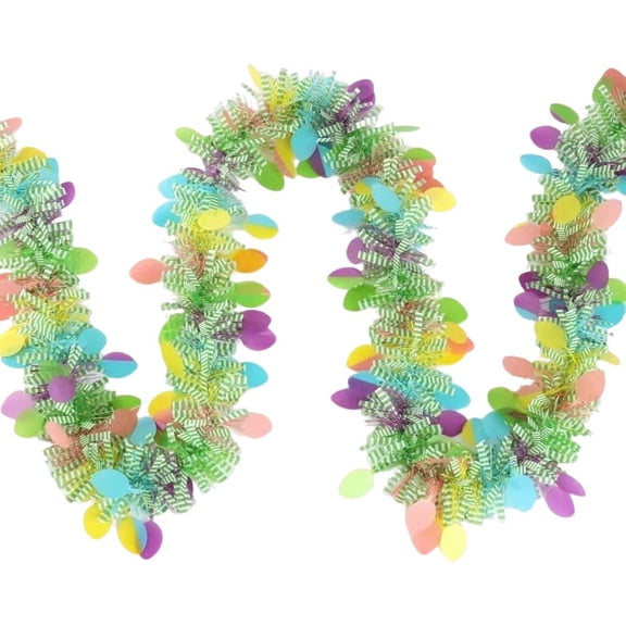 Vibrant Pastel Plastic Garland with Confetti and Tinsel Style for Festive Occasions like Easter