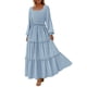 thumbnail image 1 of Vestido PRETTYGARDEN 2025 Maxi de Manga Larga con Fruncido Azul Talle M, 1 of 8