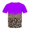 thumbnail image 5 of ZZwxWA Fashion Leopard Print Womens Tops Plus Size Short Sleeve Round Neck Summer Pullover Cute T-Shirt Purple XXXL, 5 of 6