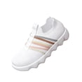 thumbnail image 3 of Domuza Women's Colorful Stripe Knit Slip-On Sneakers, Lightweight Breathable Comfort Walking Shoes, Casual Non-Slip Footwear for All-Day Wear White 6.5（EU-37）, 3 of 4