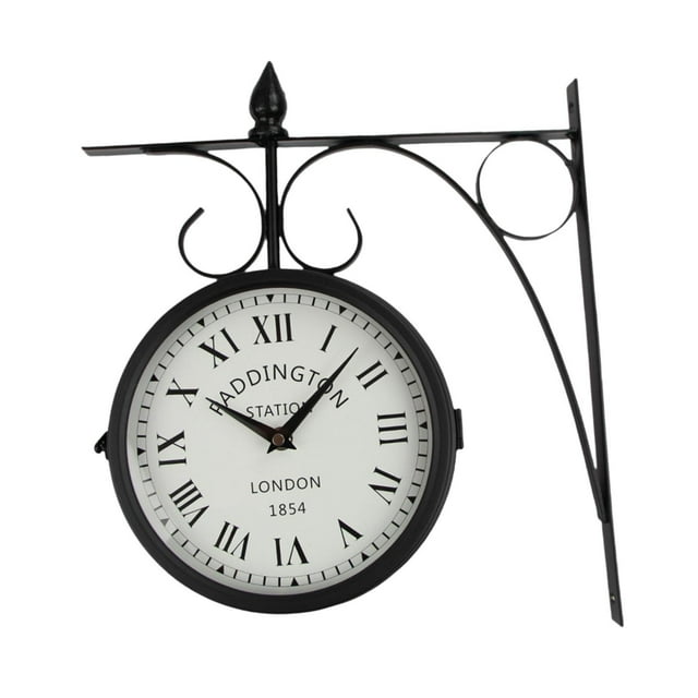 Reloj de pared de doble cara perfecl adorno estilo europeo reloj de estación de tren retro