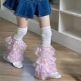 thumbnail image 4 of Leg Warmers Ruffled Lace Patchwork Long Thigh High Socks Boot Cuffs Cover For Streetwear - B / One Size, 4 of 9
