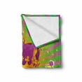 thumbnail image 2 of Mardi Gras Soft Flannel Fleece Blanket, Antique Crown on Vintage Radial Backdrop Letters with Checkered Pattern, Cozy Plush for Indoor and Outdoor Use, 70" x 90", Purple Orange Green, by Ambesonne, 2 of 6