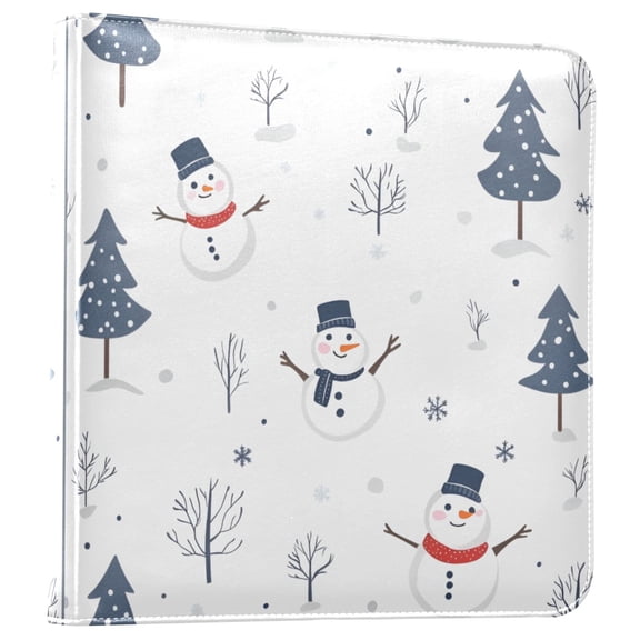 FORMRS 3 Ring Photo Album 4"x6" Self Adhesive Large Capacity PU Leather Cover, Blue Cartoon Snowmen