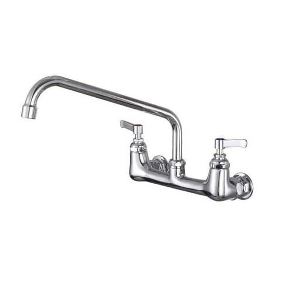 Soro Essentials- 8” Center Wall Mount Faucet with 12” Chrome Plated Spout – Heavy Duty Commercial Kitchen Faucet Utility Sink Faucets for Kitchen Laundry Room Restaurant
