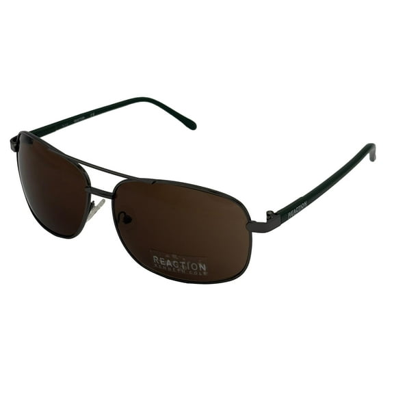 Kenneth Cole Reaction Shiny Gunmetal Mens Rectangle Metal Sunglass, KC1379. 8E