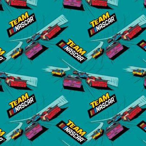 Handmade Valance, Curtain Panel, or Pillow Cover TEAM NASCAR Teal