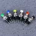 thumbnail image 2 of hongheyi 12Pcs 7MM Mounting Hole 1A 250V 2 OFF/ON Thread SPST Momentary Latching Mini Push Button Switch (Red, Green, Yellow, Blue, White, Black), 2 of 3