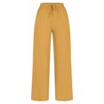 thumbnail image 5 of Yuzhih Women's Palazzo Pants Flowy Wide Leg Beach Trousers with Pockets Drawstring High Waisted Loose Comfy Trousers, 5 of 5