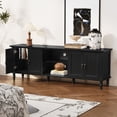 thumbnail image 5 of HLR 67" TV Stand, for TVs up to 75", Mid-Century Wood Entertainment Center for Living Room, Black, 5 of 7