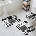 thumbnail image 2 of Abstract Lines Art Bathroom Rugs Set Black White Grey Geometric Modern Non Slip Absorbent Soft Bath Mats 3 Piece Set with Bathroom Rug, U-Shaped Floor Mat, Toilet Seat Cover Small Size, 2 of 9
