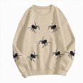thumbnail image 6 of NOLDARES Halloween Sweatshirts for Women Spider Sweater Cute Spooky Shirt Fall Winter Spooky Pullover Tops,Beige,L, 6 of 6