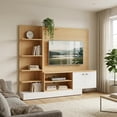 thumbnail image 4 of Centro de Entretenimiento para TV 70” Color Madera Estilo Escandinavo, Mueble Organizador Moderno cafe, 4 of 4