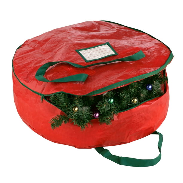 Elf Stor Premium Red Holiday Christmas Wreath Storage Bag For 24" Inch