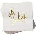 thumbnail image 5 of 100 Pcs "Oh Baby" White Napkins - 3-Ply White and Gold Cocktail Napkins Baby Shower Party Supplies - Eco-friendly Party Napkins for Dessert Beverage & Table Decorations, 5 of 7