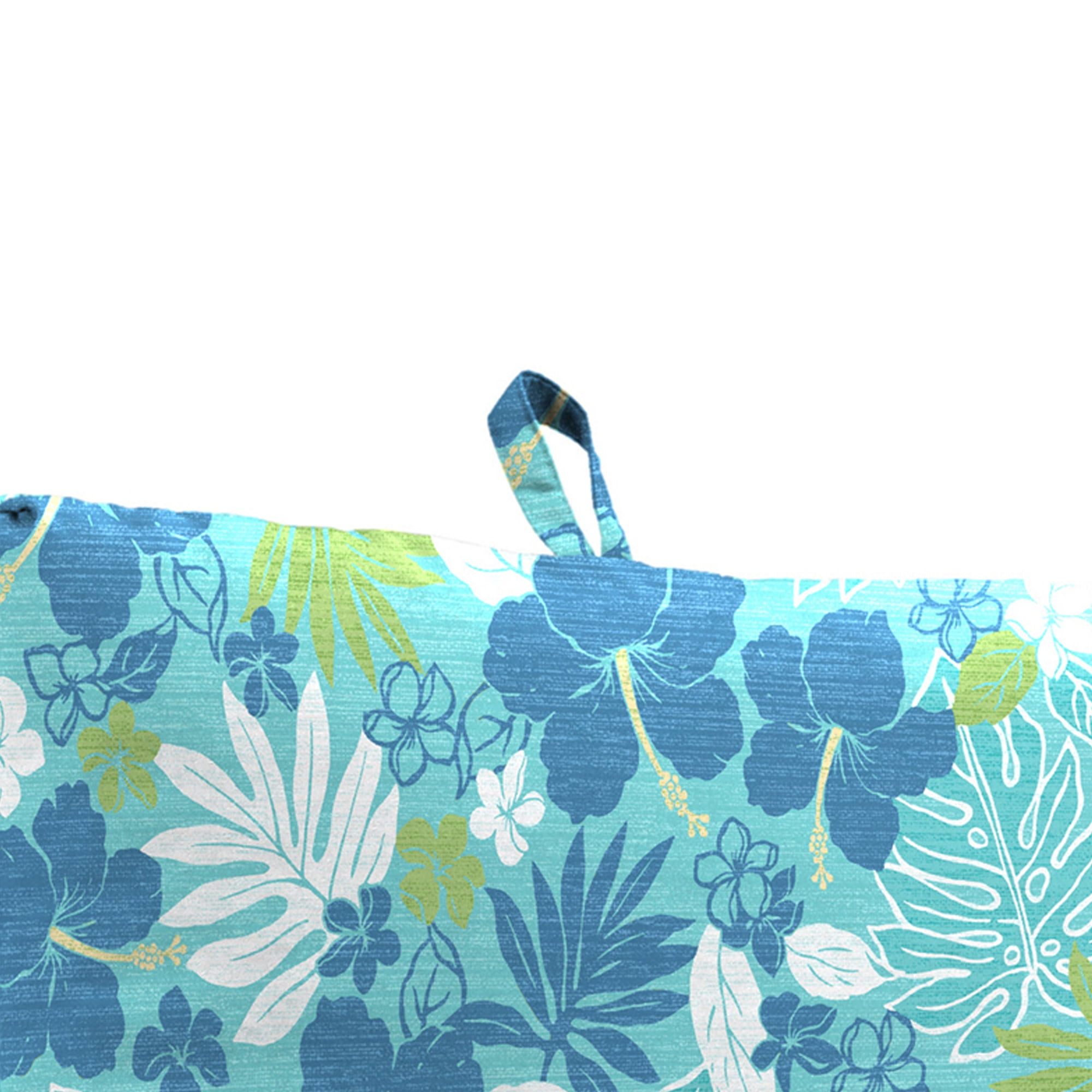 Jordan Manufacturing 38" x 21" Blue Tropical Rectangular Outdoor Chair Cushion with Ties and Hanger Loop (2 Pack)