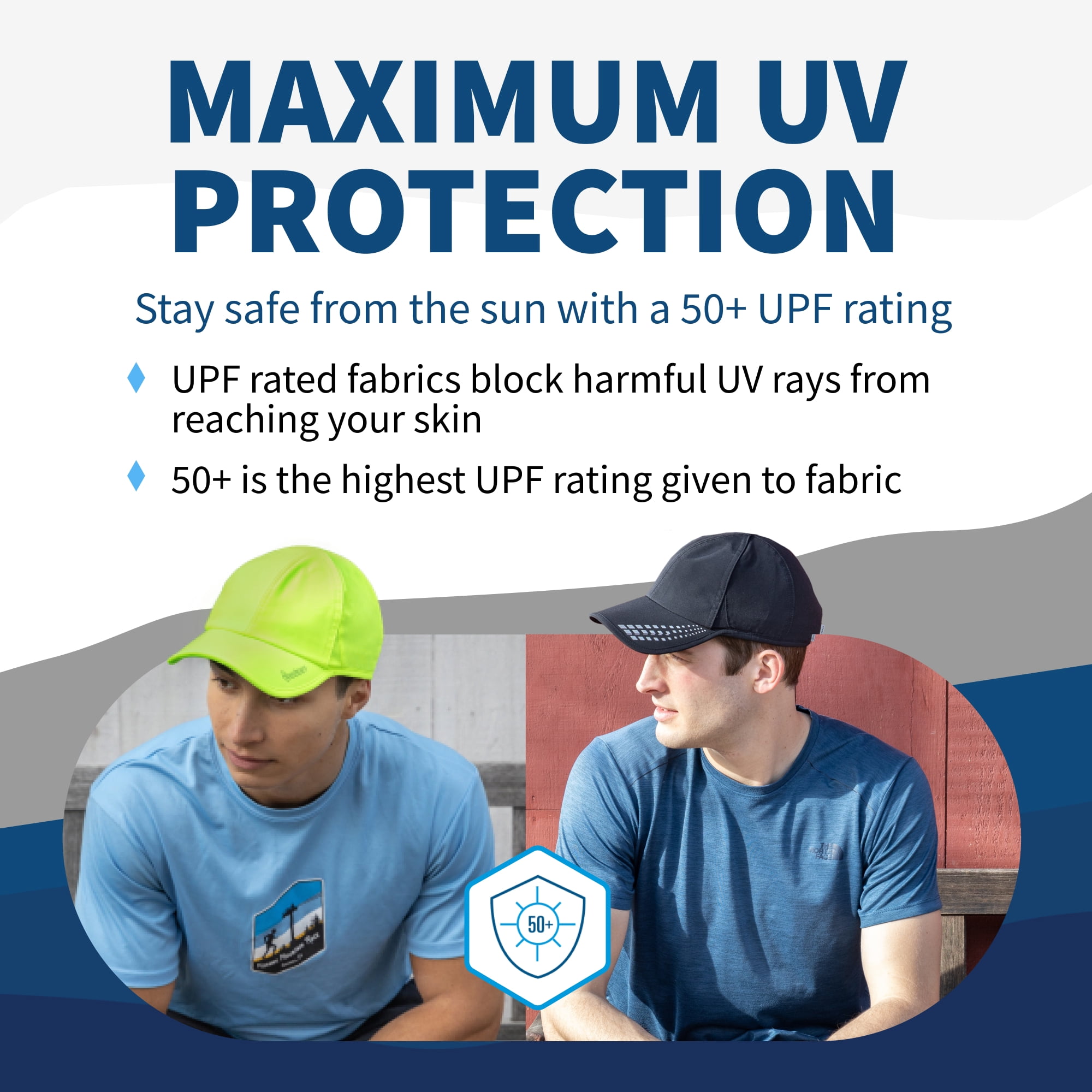 Men's UV Protection Running Hat - 2-Pack - black reflective & hi vis