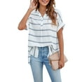 thumbnail image 4 of SAYOO , camisetas de manga corta para mujer, Color sólido/estampado, verano, cuello en V, blusas casuales sueltas, blusa, ropa de calle SAYOO Moda, 4 of 9