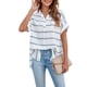 thumbnail image 4 of VISgogo, camisetas de manga corta para mujer, Color sólido/estampado, verano, cuello en V, blusas casuales sueltas, blusa, ropa de calle VISgogo moda, 4 of 9