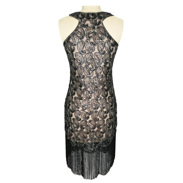Whitewed Flapper Themed Embroidered Modern Flapper Prom