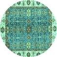 thumbnail image 1 of Ahgly Company Indoor Round Oriental Turquoise Blue Traditional Area Rugs, 6' Round, 1 of 4