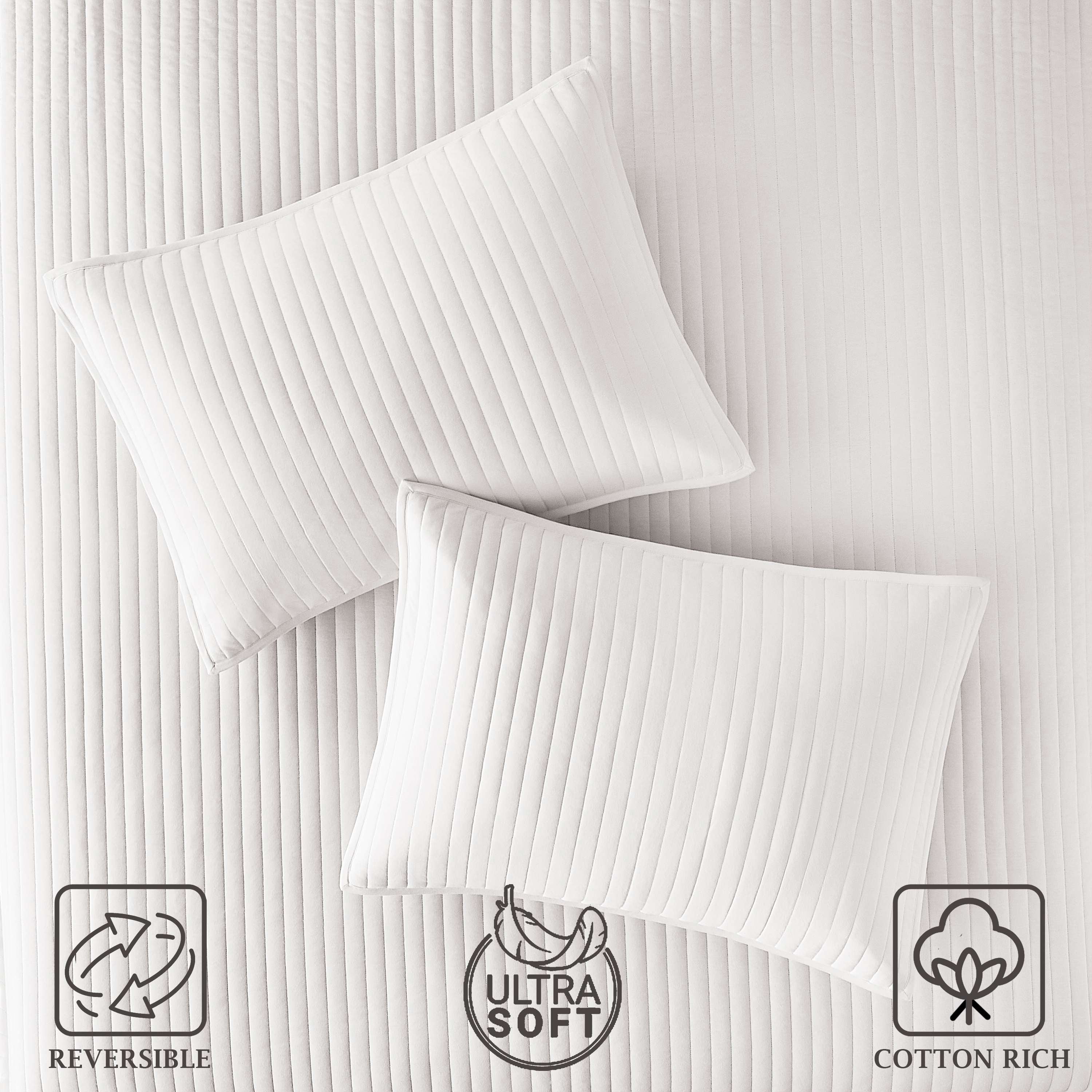 Mainstays Jersey Quilt Bedding Quilt off-White Solid Print 60% Cotton, 40% Polyester Jersey Knitted Weave Quilts, Full/Queen-Reversible, Breathable