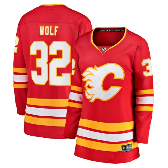 Women's Fanatics Dustin Wolf Red Calgary Flames Home Breakaway Jersey