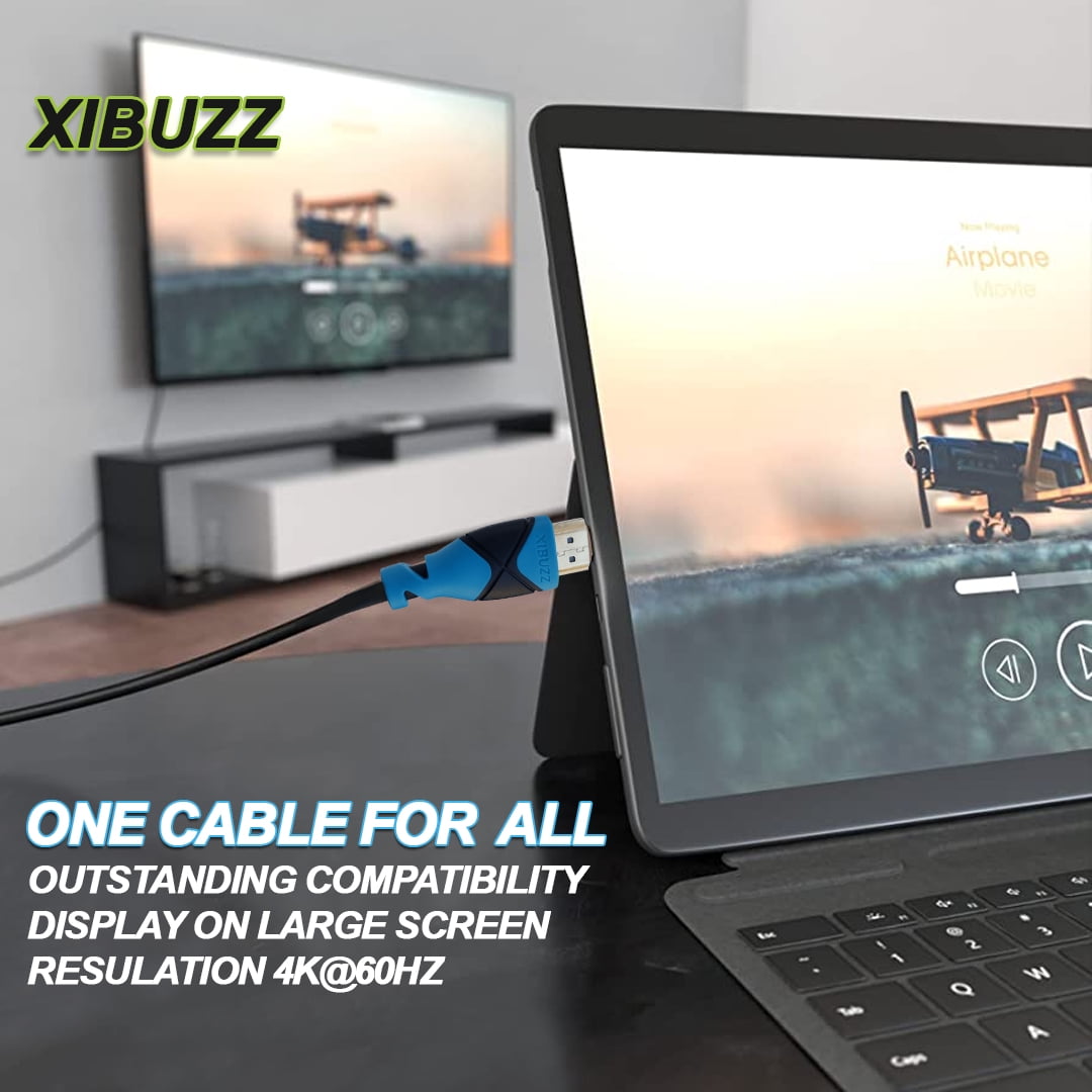 XIBUZZ 30ft 4K HDMI Cable - High Speed 10Gbps, 60Hz, 1080p Full HD, CL3 In-Wall Rated, ARC, Ethernet