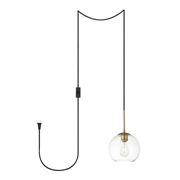 Baxter 1 Light brass plug-in pendant With Clear Glass