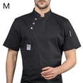 thumbnail image 2 of kurtrusly Short Sleeve Chef Jacket for Chef Uniform Three Buttons with Front Pockets Clothes Professional ple Style for Grill Restaurant Black M, 2 of 6