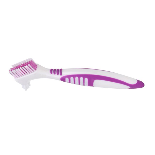 Double-Sided Toothbrush, Comfortable Portable Denture Brush, Purple Indoor Outdoor For Home Travel