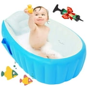 Baby Inflatable Bathtub with Air Pump - Portable Travel Toddler Bathing Tub - Kids Foldable Shower Tub for Girl and Boy, Mini Air Swimming Pool